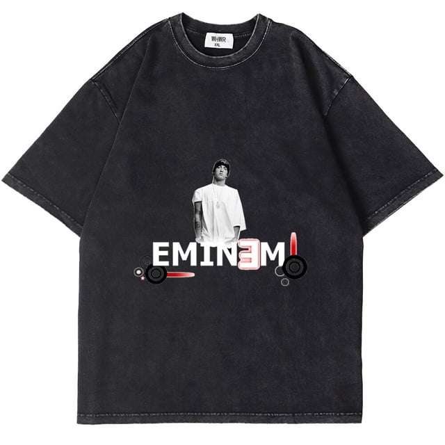 Eminem-Camiseta de Rap Hop para hombre, camisa Retro lavada, informal, de manga corta, de gran tamaño, con cuello redondo, Unisex
