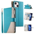 thumbnail image 2 of Funda cartera GANGXUN para iPhone 13 Mini , cuero PU con tarjetero, cremallera, correa de mano, soporte y protección 630°, 2 of 6