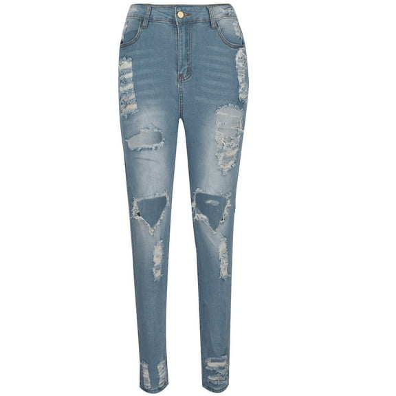 QUYUON Pants Women Clearance Fashion High Waist Button Hole Pants with Wide Leg Pants Dress Pants Women Full Length Pant Leg Loungewear Style P7465 Blue S