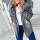 thumbnail image 1 of Chaqueta vaquera de manga larga con capucha y cuello alto para mujer, informal, de color liso, 1 of 8