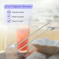 thumbnail image 4 of Inoxidable Acero Cuchara Pajitas, 4uds 8.7 Reutilizable Metal Largo Mango Pajitas Cuchara Pala Forma Beber Pajitas para Batido Bebidas Cóctel, Plata, 4 of 7