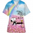 thumbnail image 4 of Blusa de hospital con cuello en V y dibujo animado de Snoopy para mujer, blusa fina de enfermera para mujer, blusa de manga corta, túnica para el cuidado de la salud, 4 of 5