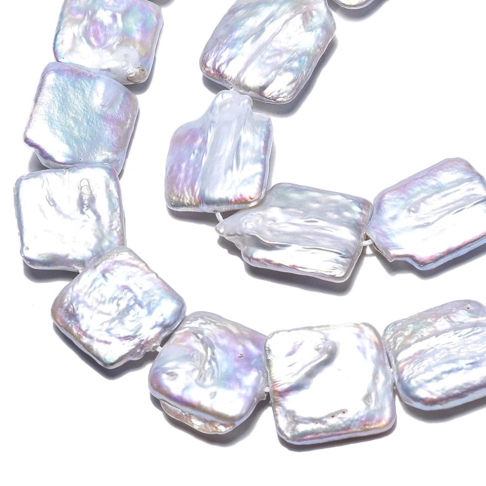 1Strand Natural Keshi Pearl Beads Strands Cultured Freshwater Pearl Square Lavender 16.5~32x16~22.5x3.5~9mm Hole: 0.7mm about 15~20pcs/strand 15.39 inch~15.87 inch(39.1~40.3cm)