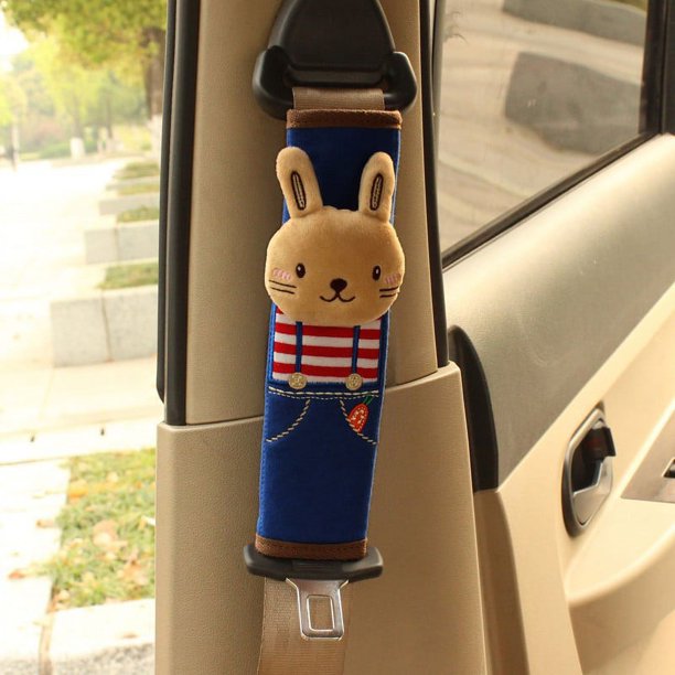 Almohada para cinturón de seguridad de conejo, almohada para cinturón de seguridad de coche para niños, funda protectora para cinturón de fijación de coche de dibujos animados lindos, accesorios inter