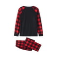 thumbnail image 5 of Elippeo Christmas Family Pajamas Matching Set, Long Sleeve Letters Print T-shirt with Plaid Pants Sleepwear Loungewear, 5 of 6