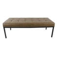 thumbnail image 2 of HomePop Tufted Modern Metal and Vegan Faux Leather Bench in Brown/Matte Black, 2 of 9