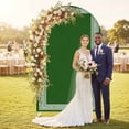 thumbnail image 2 of Green Greek Key Arch Backdrop Cover, Spandex Fitted Wedding Arch Cover, Geometric Greece Ancient Farmhouse Geo Round Top Stand Covers for Birthday Ceremony Bridal Shower Party Decor 7.2x4 Ft, 2 of 9