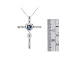 thumbnail image 4 of RYLOS Matching Jewelry 14K White Gold Claddagh Ring & Cross Necklace. Heart Gemstone & Diamonds, 6MM Alexandrite June Birthstone; Size 9, 4 of 9