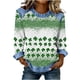 thumbnail image 3 of TaTaai 2026 Spring St Patrick Day Solid Color Top for Women Long Sleeve Patchwork Round Neck Casual Blouse Soft Comfy Shirt Daily Holiday Celebration Outfits Gift, 3 of 5