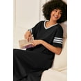 thumbnail image 3 of Ekouaer Long Nightgown, Womens V Neck Loungewear Oversized Sleepwear Loose Sleep Dress, 3 of 6