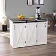 thumbnail image 3 of SEI Furniture Leshire Engineered Wood Barn-Door Kitchen Island Dark Brown/White, 3 of 3