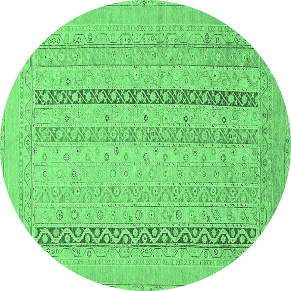 Ahgly Company Indoor Round Abstract Emerald Green Modern Area Rugs, 7' Round