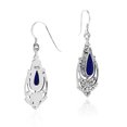 thumbnail image 3 of AeraVida Victorian Inspired Classic Teardrop Blue Lapis Lazuli and Sterling Silver Fish Hook Chandalier Dangle Earrings Evening Wear Jewelry Gifts for Women, 3 of 4