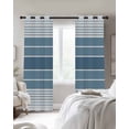 thumbnail image 3 of Blue Ombre Stripe Blackout Curtains 39 Inches Long for Bedroom, Farmhouse Striped Gradient Thermal Insulated Room Darkening Black Out Window Curtain Panels Grommet Drapes for Living Room, 3 of 8