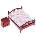 thumbnail image 2 of OUSITAID 1 Pce Lit Double + 1 Pce Table de Chevet 1 12 Maison de Poupée Miniature Mobilier en Bois, 2 of 6