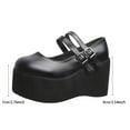 thumbnail image 6 of Womens Platform Chunky Mary Janes Dress Shoes Black Leather Vintage 2 Buckle Straps Height Increasing Heel Ballet Flats, 6 of 7