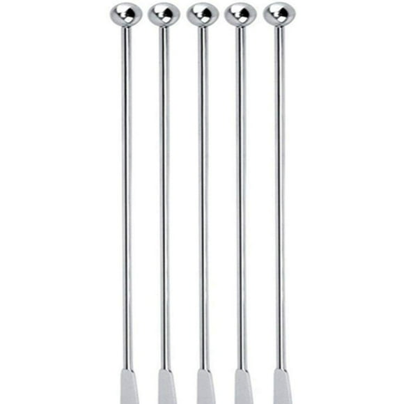 10 Pcs Reusable Swizzle Sticks Coffee Stirrers Beverage Stir Sticks Cocktail Swizzle Sticks Silver Straight Rod Blender