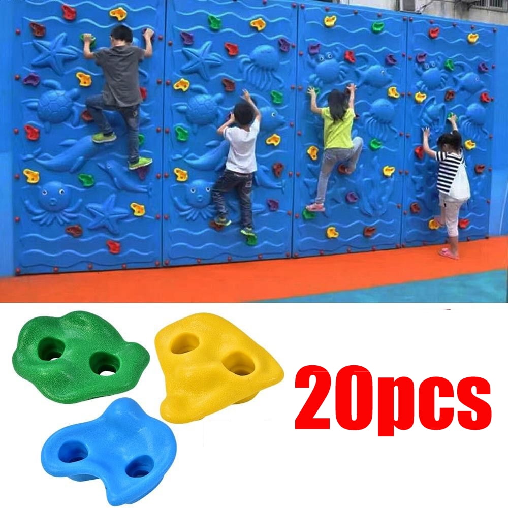 ND 12/24pack Climbing Holds for Kids Multicoloured Polyresin Climbing Wall Grips Climbing Stones Rocks for Garden Playground with Fixings