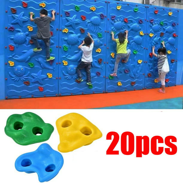 Walfront Rock Climbing Wall Stone 20pcs Large Holds Textured Rocks Stones Kids Assorted Kit For Indoor Outdoor Children Playground Com - Indoor Rock Climbing Wall For Toddler