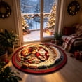 thumbnail image 2 of Christmas Round Rug with Santa Claus Optical Illusion Design, Non Slip Visual Effect Floor Mat for Entryway Living Room, Holiday Stair Scene Carpet, 23.62x23.62 inch, 2 of 8