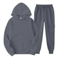 thumbnail image 3 of MLQIDK Mens Workout Gym Track Suits Big and Tall Fleece Hoodie and Sweatpants 2 Piece Set Athletic Winter Casual Sweatsuits Jogging Suit Lounge Outfit Purple S, 3 of 5