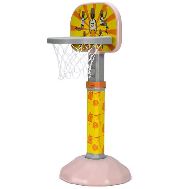Topbuy Kids Basketball Hoop Set Toddler Sports Stand HDPE Adjustable Height Pink Base Walmart