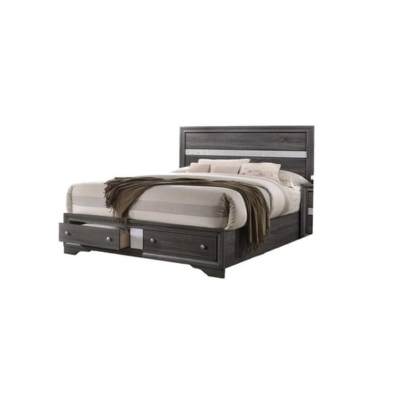 Galaxy Home Furnishings Matrix Traditional Wood King Storage Bed in Gray