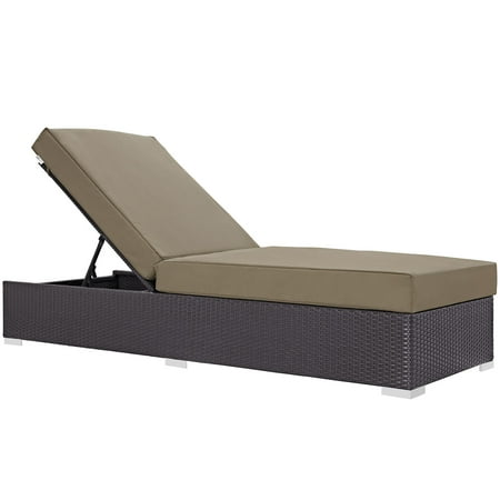 Modern Outdoor Chaise Lounge Modern Contemporary Urban Design Outdoor Patio Balcony Chaise Lounge Chair Lounge, Brown, Rattan ()