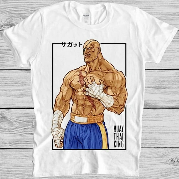 Muay Thai King Sagat Funny Street Fighter Retro Gaming Graphic Unisex T-Shirt