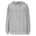 thumbnail image 5 of FDGIU Women's V Neck Hoodie - Lightweight Long Sleeve Sweatshirt, 2025 Casual Fall Outfits with Drawstring & Pockets, 5 of 6