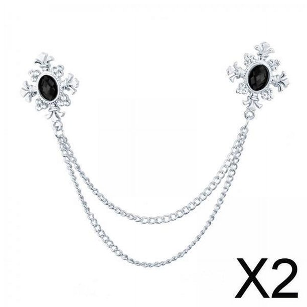 2x Broche para Hombre, Pin de Solapa, Broche con Cadena, Broche para Hombre, Broche con Cadena de Diamantes de Imitación para Camisas, Sombrero, Regal 2 piezas