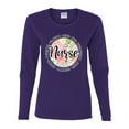 thumbnail image 3 of Floral Nurse Appreciation Pop Culture Womens Graphic Long Sleeve T-Shirt, Purple, XX-Large, 3 of 5