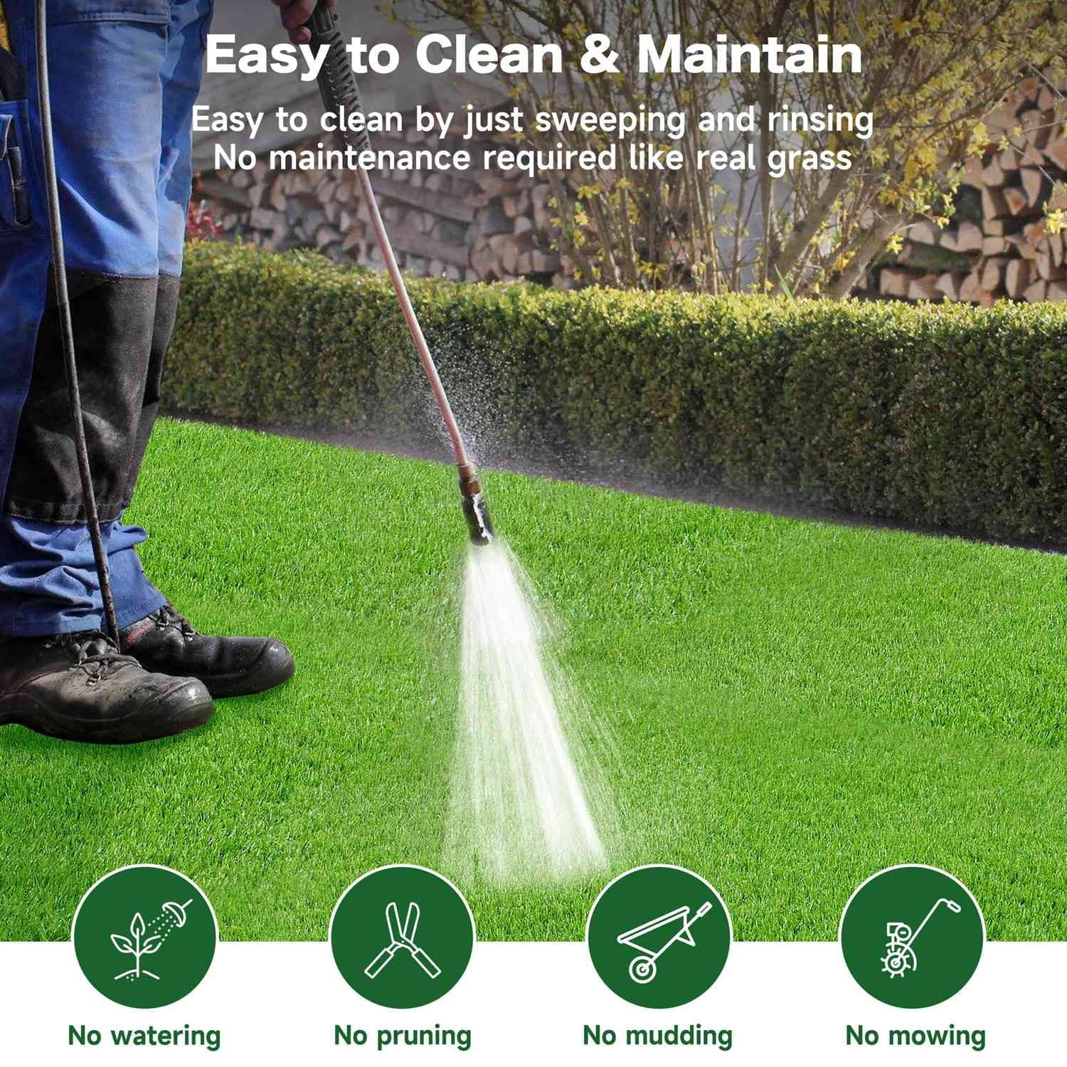 Artificial Turf Grass Mat Premium Ultra-Realistic Soft Fake Grass with Drainage Holes for Garden Patio Balcony DIY Decor