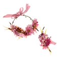 thumbnail image 3 of Rose Wreath Wreath Wedding Headband Wristband Set with Adjustable Ribbon Design to Fit Any Head Circumference and Hairstyle, 3 of 5