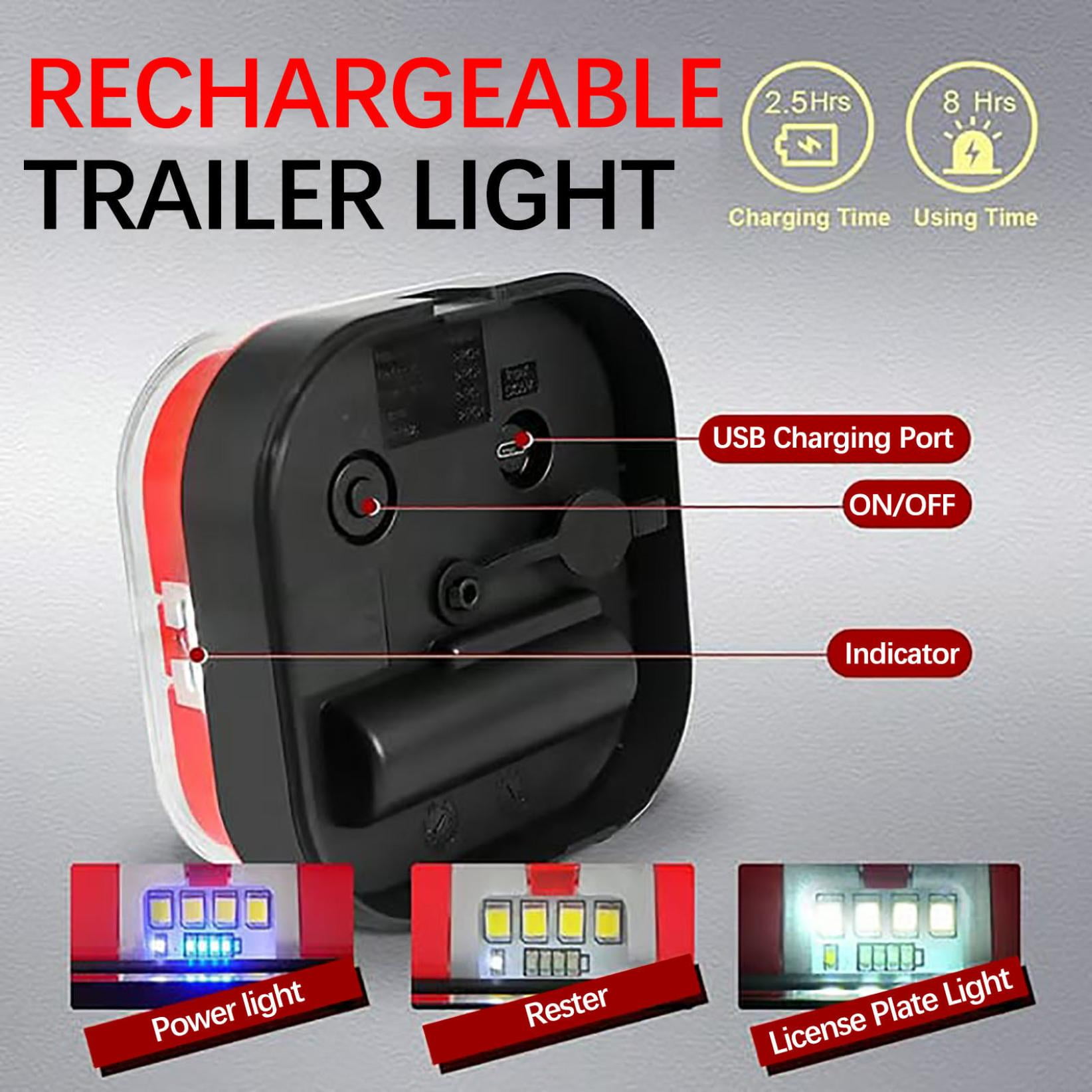 Wireless Trailer Lights Magnetic Towing, Magnetic LED Rechargeable and Portable Tow Lights Kit for Trucks, RVs, Campers, Boats, Caravans, and Wreckers