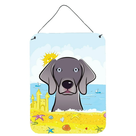 Caroline's Treasures BB2099DS1216 Weimaraner Summer Beach Wall or Door Hanging Prints, 12x16, multicolor