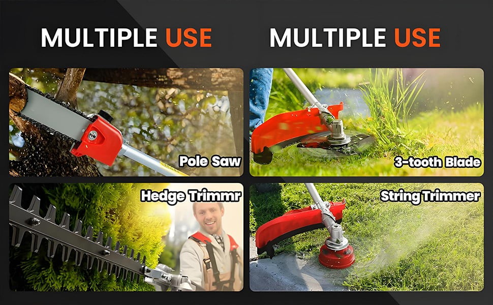 Floseru Gas Weed Eater, 5 in 1 Multifunctional Cordless Hedge Trimmer String Trimmer 52cc 2 Stroke 8500Rpm Brush Cutter Garden Tool