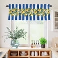 thumbnail image 5 of 3 Piece Kitchen Curtains and Valances Set Blue Stripes Lemon Cafe Curtains 36 Inch Length Spring Fruit Flowers Leaves Line Valance & Tier Curtain for Living Room Bedroom Window 54"x18"+27"x36"*2, 5 of 6