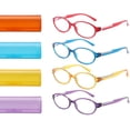 thumbnail image 1 of Reading Glasses Blue Light Blocking Women Oval Round Computer Readers Ladies Cheaters Glasses 4 Pack Colorful Protective Case, 1 of 8