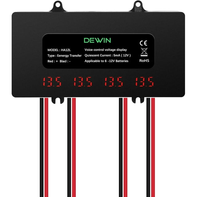 Battery Equalizer, 48V Battery Equalizer with Digital Display, Battery Balancer for 4 x 12V Lithium and Lead-Acid Batteries