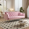thumbnail image 5 of CQSXDA 72 Inch Foldable Sleeper Sofa In Beige Velvet Material For Small Living Rooms And Bedrooms，Pink, 5 of 7