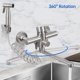 thumbnail image 3 of Wall mounted kitchen faucet, wall mounted kitchen 360° swivel mixer tap with spray gun, 23 cm swivel tube, brushed, 3 of 5