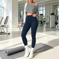 thumbnail image 5 of Xdegoge 3 Piece Sets for Women Long Sleeve Off Shoulder Top ,Sports Bra and High Waisted Tummy Control Leggings Outfits Athletic Yoga Gym Tracksuits, 5 of 7
