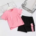 thumbnail image 4 of SGFCWSX Boys 2 Piece Athletic Outfits Summer Quick Dry Short Sleeve T Shirt Shorts Sports Set for Kids Pink Size 3T, 4 of 9