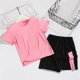 thumbnail image 4 of Odeerbi Niños Niñas Rápido Seco Running Outfit Set Color Sólido Camiseta Shorts Respirable Ropa Deportiva Atlética Para 2-13 Años, 4 of 9