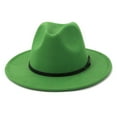 thumbnail image 4 of Unisex Wool Fedora Hat Wide Brim Belt Band Vintage Party Church Fashion Hat, 4 of 5