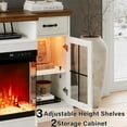 thumbnail image 5 of DreamCurship Fireplace TV Stand for TVs up to 80", Farmhouse TV Stand with Electric Fireplace, Glass Door Entertainment Center with Led Light, Media Console Table for Living Room, White, 5 of 7