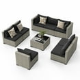 thumbnail image 2 of MRUAKA 9 Pieces Patio Conversation Set, Outdoor Sectional PE Rattan Wicker Furniture Seat,BLACK, 2 of 7