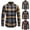 Brown, variant on KeShDi Mens Flannel Shirt Men's Checkered Splicing Long Sleeved Zipper Cardigan Hooded Top Jacket Khaki XL