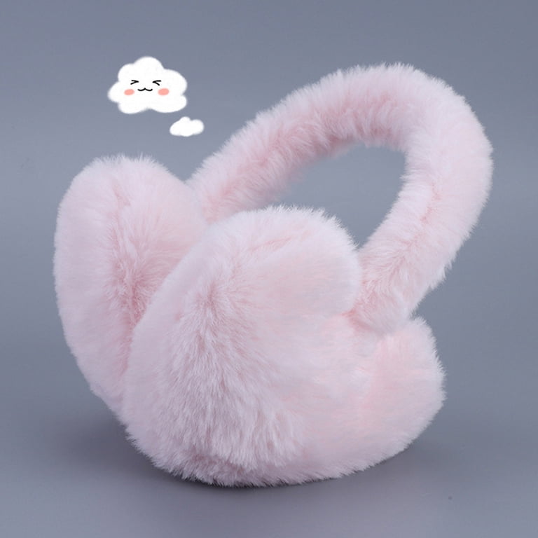 WREESH Heart-Shaped Plush Earmuffs for Women Winter Solid Color